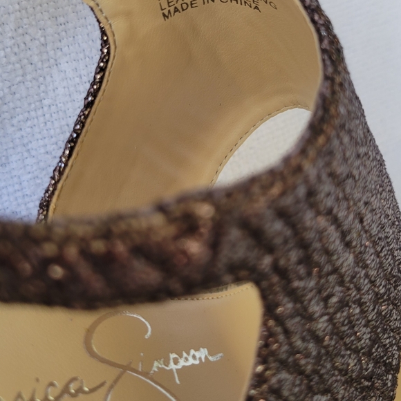 JESSICA SIMPSON - ELARI STRAPPY OPEN TOE PUMP - NEW!! BEAUTIFUL! SPARKLE - Picture 7 of 10